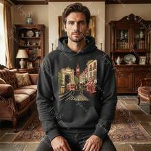 1 件复古城市天际线场景绘画模板，用于家居装饰，可重复使用的欧洲街景，带有电车和钟楼，可在墙壁、画布、玻璃等上绘画，DIY 艺术工艺品。 - 單件 - 查看 6