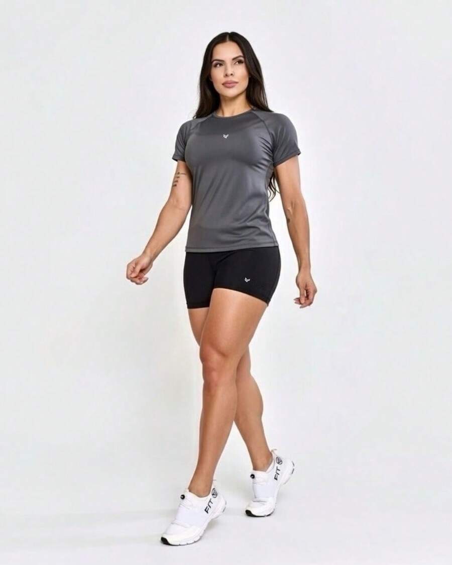 Women's Gym Set: Dry Fit T-Shirt + Gym Shorts Fitness Sportswear For Training - Women's Sportswear Gym Clothes - 灰色 - 查看 1