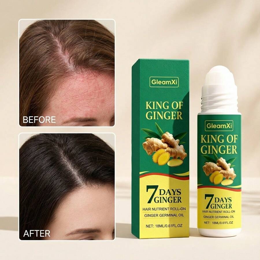 GleamXi 生姜滚珠精油，滋养秀发，轻盈柔滑，清爽头皮，日常护发油 - 正裝 - 查看 1