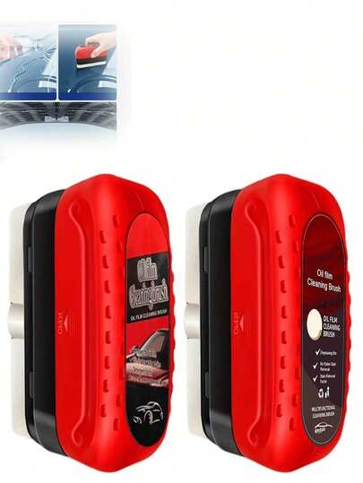 Car Glass Anti-Fog Cleaning Brush And Refill - Suitable For Windshield And Side Windows, Powerful Cleaning, Remove Oil Film, Anti-Rain Anti-Fog Glass Cleaning Brush, Car Cleaning Tool, Cleaning Brush, Degreasing Cleaning Brush, Car Washing And Maintenance Tool