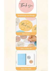 500张/卷 波西米亚风自粘“谢谢”标签，圆形封口贴纸，适用于商务、婚礼、生日、婴儿派对用品、信封和礼品包装，多种颜色可选 - 彩色 - 查看 5