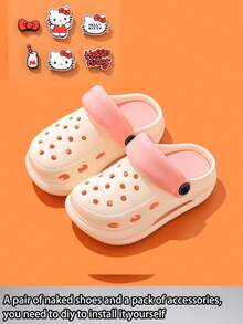 Sanrio 1 双女童舒适镂空凉鞋，学生一脚蹬鞋，儿童柔软透气多功能沙滩花园鞋 3-12 岁 - 粉色 - 查看 3