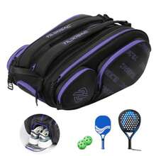 2-in-1 Detachable Pickleball and Padel Bag for Men Women Thermal Foil Insulated Racket Compartment Outdoor and Gym - Negro púrpura - Ver 1