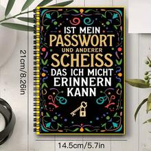 1本德文螺旋装订密码笔记本 - 优雅黑色封面，金色锁扣设计，用于互联网网站登录密码管理，安全密码日志，保持井然有序，计划本，密码簿，密码管理，装饰封面，螺旋装订 - A5 - 查看 5