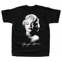 Summer Fashion Marilyns Monroe T-Shirt 100% Cotton O Neck Vintage Short Sleeve Casual Men's T-Shirt Black Element T-Shirt - 黑色 - 查看 1