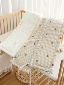 1件装一体式婴儿床围栏，新生儿舒缓防撞软垫床护栏，儿童床护栏，婴儿床围栏和防撞布套，保护宝宝头部免受碰撞，婴儿防撞垫 - 彩色 - 查看 2