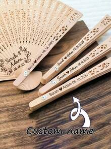 Personalized Wedding Fan Favors - Custom Laser Engraved Hand Fans For Guests With Thank You Message, Elegant Rustic Wedding Party Favors, Keepsake For Outdoor Summer Ceremony, Bridal Shower Gift - Multicolor - View 2