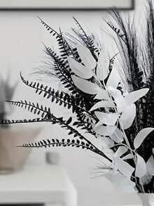 1 Buquê Arranjo Floral de Primavera - Capim-das-Pampas, Lavanda, Flores Coloridas de Primavera/Verão, Decoração Versátil para Casa, Boho, Fazenda, Jardim Moderno, Buquê de Plantas Naturais para Vasos, Casamentos, Aniversários, Festas, Adereços de Fotografia, DIY - Moda em preto e branco - Visão 1