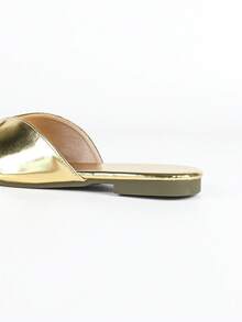 Giày sandal đế bằng mũi nhọn màu vàng ánh kim thời trang, kiểu dáng gợi cảm dành cho nữ, phong cách châu Âu và Mỹ. - Vàng - Xem 9