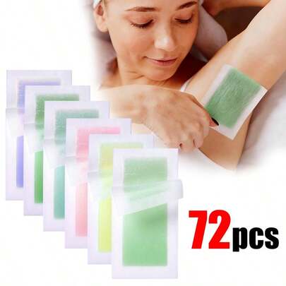 72/36/18 miếng sáp tẩy lông màu xanh lá cây, hoa hồng, chanh, xanh dương, sáp tẩy lông toàn thân, bộ giấy tẩy lông mặt đơn giản, nhẹ nhàng, sẵn sàng sử dụng để tẩy lông mày, môi, cằm, má, nách, chân, vùng bikini, cho làn da mịn màng, nhỏ gọn, tiện lợi, không đau, tẩy lông nhanh chóng, dịu nhẹ và không gây kích ứng. 20/18/12/6/3/1 miếng giấy sáp dùng một lần
