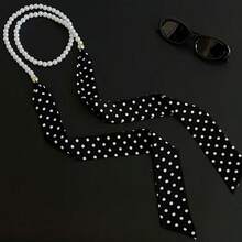 French Retro Pearl Scarf Necklace, Elegant Niche Collarbone Chain, Women Hair Tie, Bag Ribbon - Multicolor - View 5