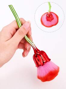 1/2支装专业玫瑰形指甲除尘刷，超柔软尼龙蓬松刷毛指甲清洁工具，多功能玫瑰指甲刷，指甲配件工具除尘刷 - 彩色 - 查看 9