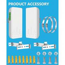 Puente inalámbrico de punto a punto para exteriores con soporte para Starlink Internet 2 KM 5.8G Red WiFi Puentes Extender Punto de Acceso CPE con Antena 14DBi 2 Puerto LAN de 100 Mbps Inyector PoE - como en la foto - Ver 3