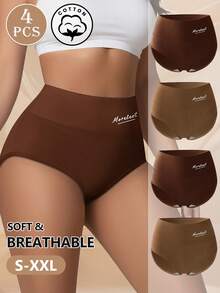 MIOTAN Bộ 4 quần lót nữ cotton không đường may, cạp trung, nâng đỡ, độ co giãn cao, thoải mái, thoáng khí. - Nhiều màu - Xem 2
