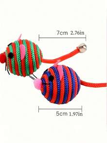 1pc Striped Mouse Cat Toy | Polyester Material, No Charging Or Battery Needed, Interactive Play And Training Reward Suitable For Kittens And Cats - Multicolor - View 4