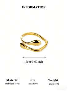 Minimalist Stainless Steel Wave Line Stackable Women's Gold Ring, 18K Gold Plated Rust-Resistant Adjustable Finger Ring, Suitable For Mother, Girlfriend, Best Friend, Gold Wedding Jewelry, Vacation, Party, Daily Outfit Accessory, Unique Gift - Various - View 9