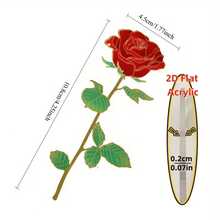 2D打印优雅红玫瑰耐用亚克力书签，金色花茎/情人节、母亲节、生日、教师节、爱书人士的理想礼物 - A - 查看 4