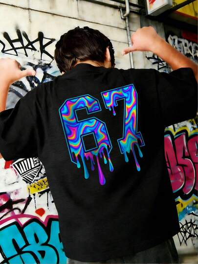 Tween Boys Casual Printed Crew Neck Short Sleeve T-Shirt, Summer Top