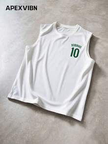 Áo tank top không tay in hình cầu thủ bóng đá người Brazil ROBINHO, áo thể thao mùa hè dành cho nam. - trắng - Xem 4