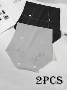 2 件高腰无缝收腹塑身内裤，女士内衣 - 彩色 - 查看 8