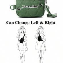 Quilted Puffer Sling Bag For Women Small Backpack Crossbody Chest Bag Fanny Packs Purses For Casual Traveling Hiking - Puffer 小號斜背包-豆綠色 - 查看 2