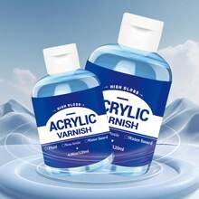 Acrylic Varnish 4.06oz/High Gloss And Matte Finish, Transparent, Fluid, Water-Based, Sealant For Art And Crafts - Blue - View 5