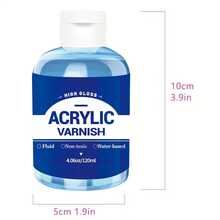 Acrylic Varnish 4.06oz/High Gloss And Matte Finish, Transparent, Fluid, Water-Based, Sealant For Art And Crafts - Blue - View 2