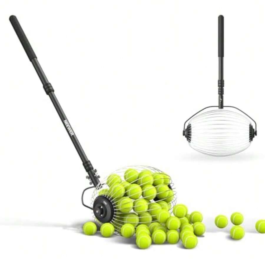 Tennis Ball Pickleball Collector Roller No Bending Over Quick Rolling Picker for Up to 40 Tennis Balls - TB01S - Ver 1
