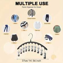 1 pieza Percha de pantalones de acero inoxidable, organizador de armario ahorra espacio con 10/15 pinzas, secadora multiusos para el hogar para ropa, ropa interior, calcetines, pantalones - Multicolor - Ver 5