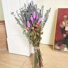 1 Buquê Arranjo Floral de - Capim-das-Pampas, Lavanda, Flores Coloridas de /Verão, Decoração Versátil para Casa, Boho, Fazenda, Jardim Moderno, Buquê de Plantas Naturais para Vasos, Casamentos, Aniversários, Festas, Adereços de Fotografia, DIY - mansão - Visão 4