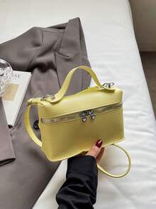 Solid Color Fashion Women's Handbag Shoulder Cosmetic Bag - Yellow - View 1