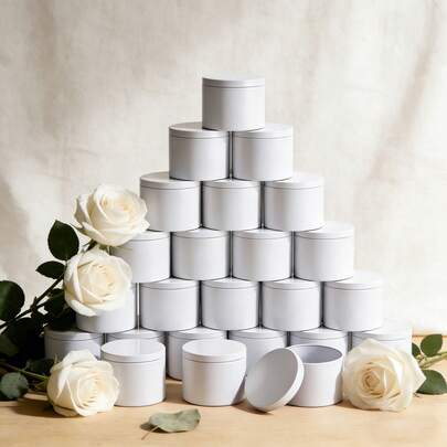 49Pcs White Candle Making Kit - 8Pcs Sturdy Jars With Lids + 41 Accessories (Wicks/Stickers/Holders) | DIY Aromatherapy Candle & New Year Valentine/Wedding Favor Gift