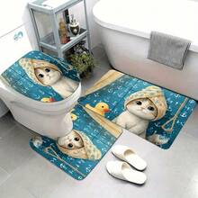 这款三件套卫浴用品以蓝色浴缸、白色毛巾和黄色橡皮鸭为图案，采用优质法兰绒面料制成。U型马桶垫套装包含一块防滑浴垫，也可作为地毯使用，是春夏浴室家居装饰的理想之选。 - 沐浴小貓 - 查看 6