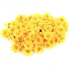 100朵优雅白色雏菊仿真花，适用于帽子装饰、蛋糕装饰、DIY工艺品、房间装饰、婚礼装饰等。 - 黃色 - 查看 7