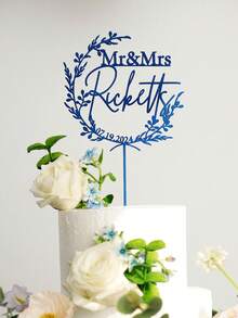 Gold Wedding Cake Topper, Mr Mrs Cake Topper,Personalized Cake Topper,Wedding Cake Topper,Anniversary Cake Topper,Custom Cake Topper, Rustic, Custom Mr Mrs Cake Topper, Gold Cake Topper For Wedding, Personalized Cake Topper, Rustic Wedding Cake Topper, Anniversary Cake Toppers. - Acrylic Wreath Cake Label - View 8