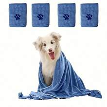 Ultra-Absorbent Microfiber Dog Towel - Quick Dry, Soft & Thick Pet Bathing Cloth With Embroidered Paw Design - one-size - View 4
