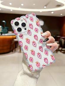 编织波浪边极简高端TPU爱心彩绘防震手机壳，兼容 17 Pro/17 Air/17/17 Pro Max/16/11/16 Pro/16 Plus/16 Pro Max/16 e/15 Pro Max/13/14/12/XS/XR/7G/8 Plus/XR/7/8，彩绘款也兼容 15 Pro Max，Apple 13、14、11软壳，P12防震X，编织波浪边12/14彩绘TPU防震软壳 - 彩色 - 查看 3