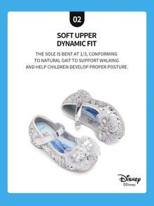 Disney 1 Pair Licensed Princess Shoes, Suitable For Daily And Holiday Outdoor Wear, Comfortable, Non-Slip, Breathable (Children Flat Shoes, Girls Shoes, Princess Shoes, Queen Shoes) - Silver - View 4