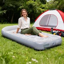 Nueva colchoneta inflable con bomba de aire incorporada, apta para acampada al aire libre o uso en interiores, tamaño doble, equipo de camping, artículos esenciales para acampar - Multicolor - Ver 1