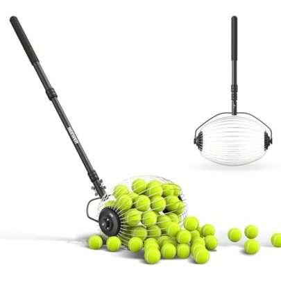 Tennis Ball Pickleball Collector Roller No Bending Over Quick Rolling Picker for Up to 40 Tennis Balls