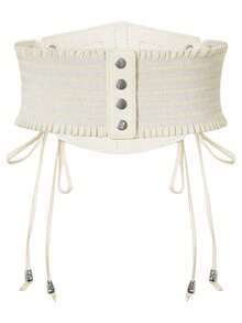 1件白色朋克哥特蒸汽朋克蕾丝流苏系带腰带，适合万圣节派对或日常穿搭搭配 - 白色 - 查看 3