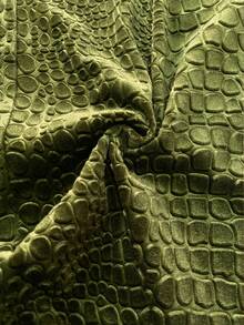 Women's Elegant Velvet Embossed Wrap Skirt, With Lining, High Waist Slit With Metal Buckle Fall - Olive Green - View 5