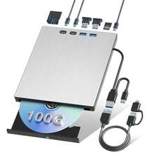 Unidad de Blu ray externa para portátil Blu Ray Burner externa Blueray/dvd para PC USB 3.0 tipo C compatible con unidades de disco BD de 100 G reproductor de DVD Bluray lector de CD compatible con - como en la foto - Ver 1