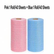 2 rollos/paquete de paños de cocina desechables reutilizables, trapos de limpieza azules, para uso en seco y húmedo en la cocina, limpieza multiusos desechable, 80 hojas por rollo - Multicolor - Ver 12