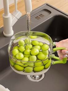 1个带盖可折叠果蔬篮，二合一滤网沥水篮，加厚塑料材质，多功能折叠篮，带提手，适用于厨房，清洗果蔬 - 多功能瀝水籃 - 查看 8