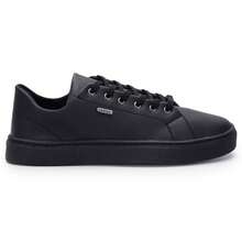 Basic Casual Sneakers With Eyelets, Lace-Up Closure, Perfect For Everyday Wear At Home, Office, Parties, And Vacations – Timeless. - Black - View 1