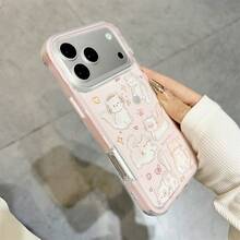 A Hand-Drawn Pastel Cat Collage Phone Case, Pink Border Slim Shockproof Protective Cover Compatible With IPhone 17/17 Air/17 Pro/17 Pro Max/16/7/8/11/12/13/14/15/X/XR/Xs/Plus/Pro/Pro Max/SE2 - pink[0] - View 6