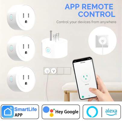 4pcs, Smart Wireless Plugs, Smart Plugs Work With Alexa, Smart Outlets With Remote Control, Voice Control And Timer Function, 2.4GHz Only, No Hub Required.