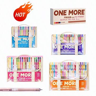 6/36/48/72/108支装彩色0.8mm中性笔套装，适用于成人绘画、涂色、卡片印刷、日常书写和学生用品