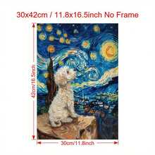 1幅无框马尔济斯犬品种墙面艺术海报 - 马尔济斯幼犬图案，客厅装饰，送给马尔济斯犬爱好者的礼物 - D - 查看 6